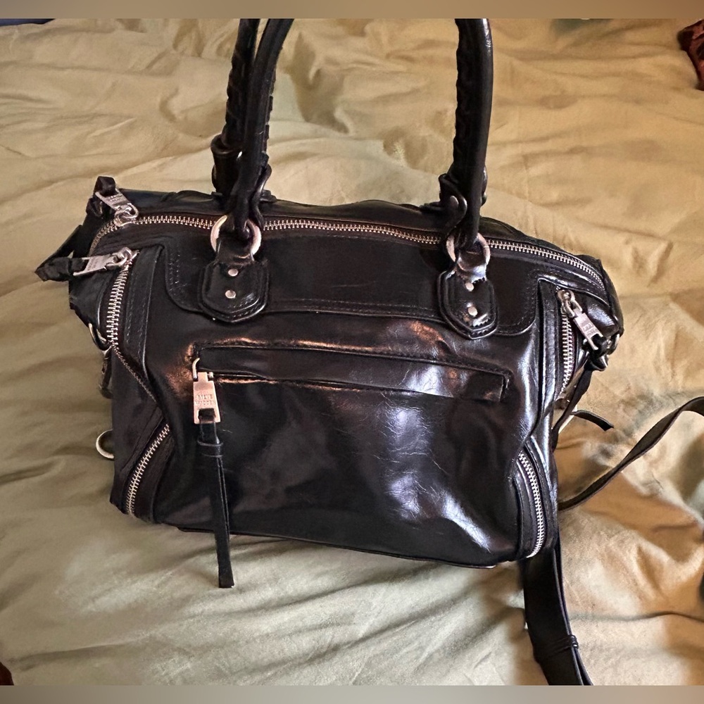 Black Leather Handbag Steve Madden